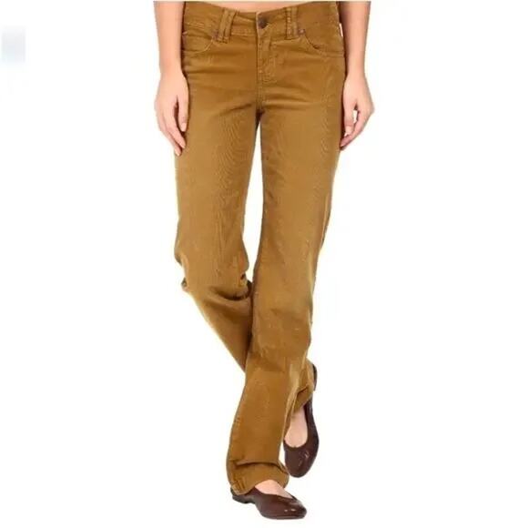 PrAna Canyon Corduroy Low Rise Mustard Brown Boot Cut Pants SZ 8 Tall - Picture 1 of 9